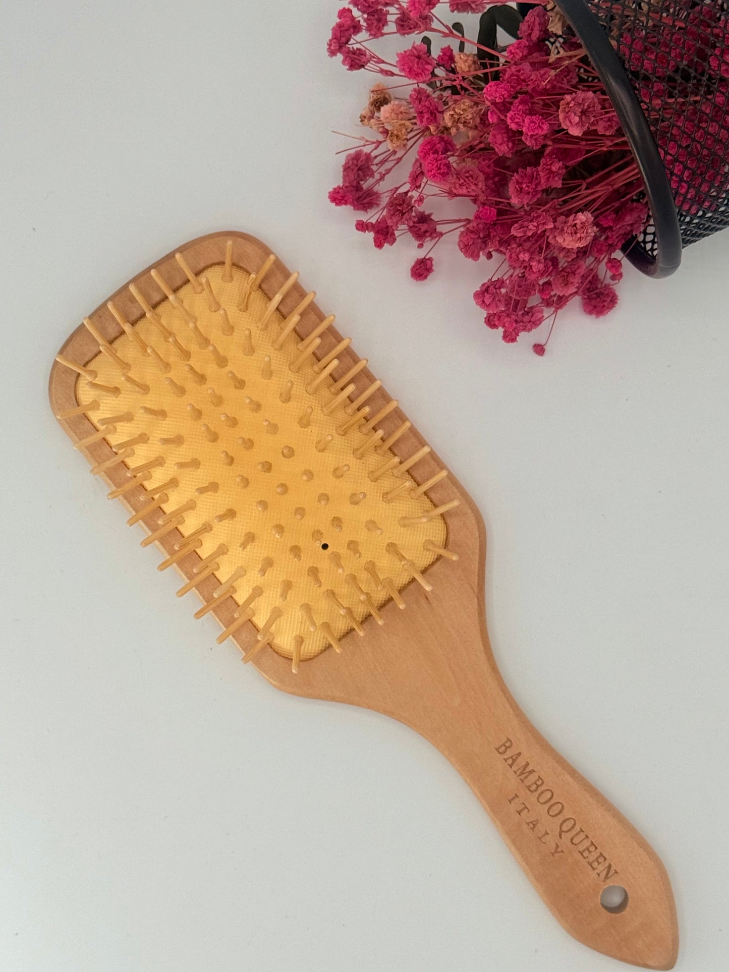 Bamboo Queen Wooden Paddle Hair Brush – Gentle Detangling & Scalp Massage