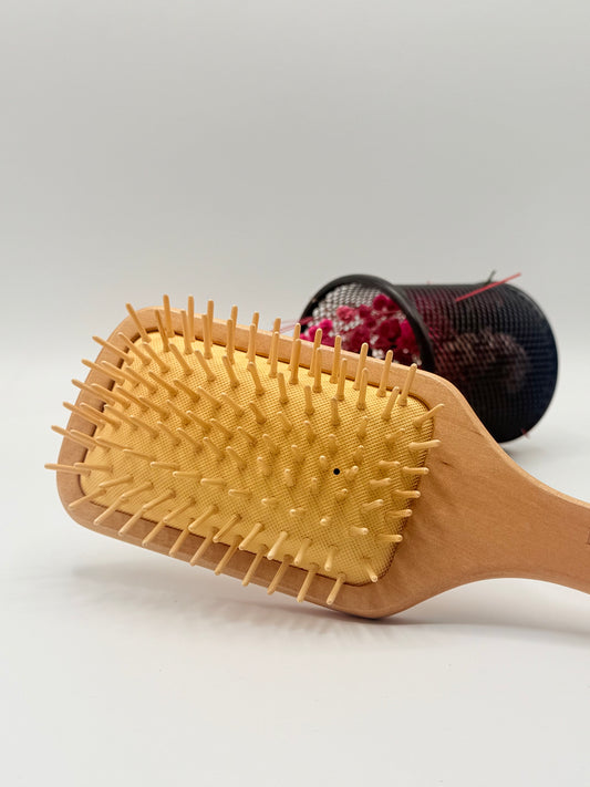Bamboo Queen Wooden Paddle Hair Brush – Gentle Detangling & Scalp Massage