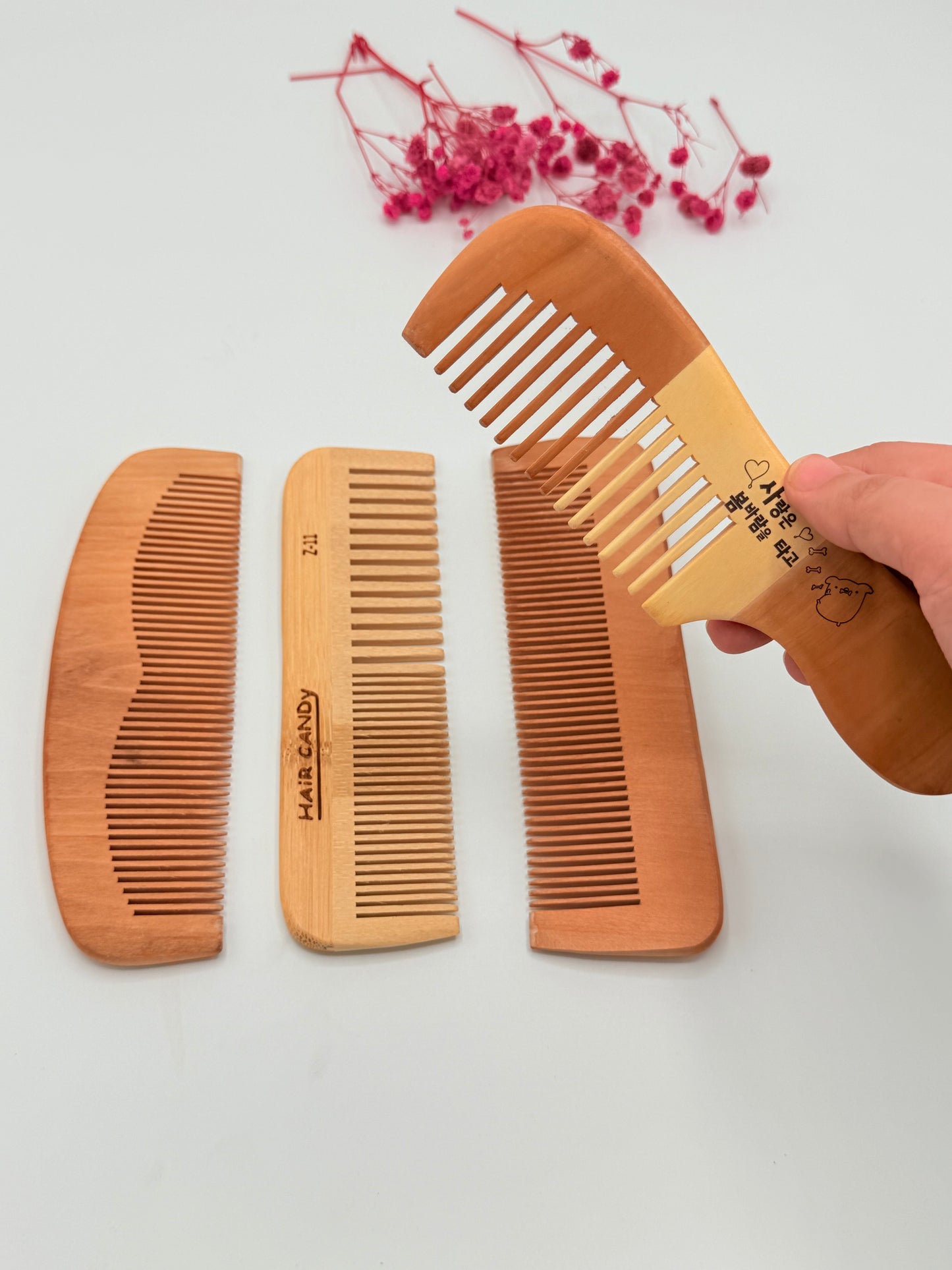 Natural Wooden Comb Set - Neem And Bamboo (4Pcs)
