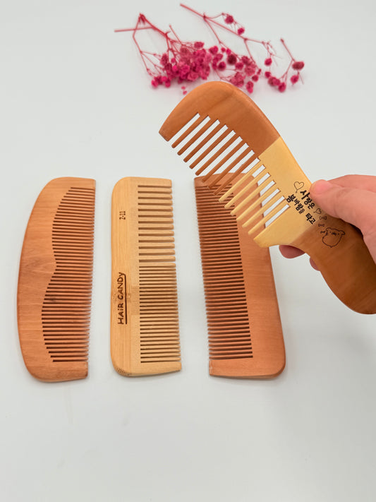 Natural Wooden Comb Set - Neem And Bamboo (4Pcs)