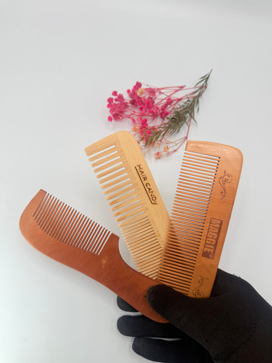 Healthy Hair Wooden Comb Kit - Promotes Scalp Health & Smooth Hair